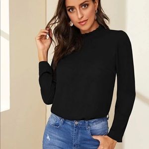 SHEIN | Frilled Mock Neck Blouse